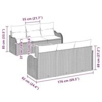 Tuinbankenset met opslag 7 pcs Beige en Crème poly rattan - thumbnail