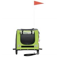 Hondenfietstrailer oxford stof en ijzer groen en grijs - thumbnail