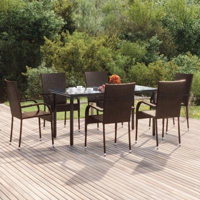 7-delige Tuinset poly rattan bruin