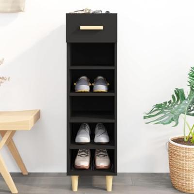 VidaXL Schoenenkast 30x35x105 cm bewerkt hout zwart VidaXL Schoenenkast 30x35x105 cm bewerkt hout zwart