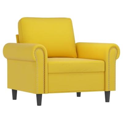 Fauteuil met voetenbank 60 cm fluweel geel