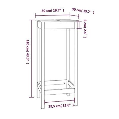 Bartafel 50x50x110 cm massief grenenhout