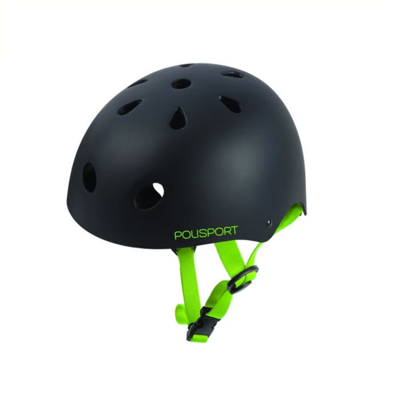 Polisport helm junior graffiti 53-55cm mat zwart/groen