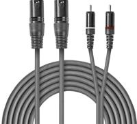 XLR-Audiokabel | 2x XLR 3-pins male - 2x RCA male | 3,0 m | Grijs - thumbnail