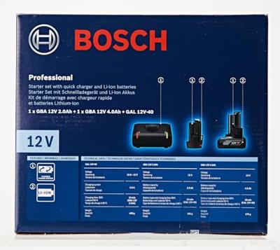 Bosch Blauw Starterset GBA 12 - 1x 2,0Ah, 1x 4,0Ah, lader GAL 12V-40 Professional - 1600A01NC9 - thumbnail