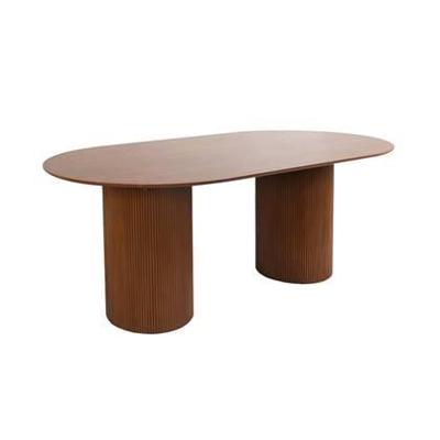 sweeek - Langwerpige eettafel met gesneden houteffect, 4-6 sweeek - Langwerpige eettafel met gesneden houteffect, 4-6