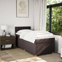 Boxspring met matras stof donkerbruin 90x190 cm - thumbnail