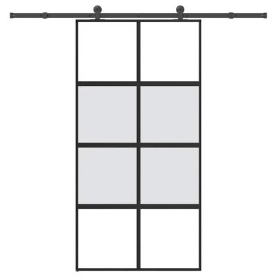 Schuifdeur met beslag 102,5x205 cm gehard glas en aluminium