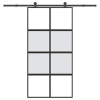 Schuifdeur met beslag 102,5x205 cm gehard glas en aluminium - thumbnail