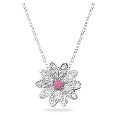 Swarovski 5642868 Ketting Eternal Flower zilverkleurig-roze-wit 38-44 cm - thumbnail