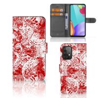 Telefoonhoesje met Naam Samsung Galaxy A52 Angel Skull Rood - thumbnail