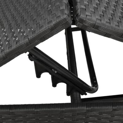 Ligbedden 2 st met tafel poly rattan zwart - thumbnail