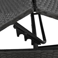 Ligbedden 2 st met tafel poly rattan zwart - thumbnail