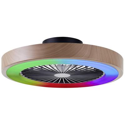 Brilliant Zwarte ventilatorSlimline met houten rand - G60060/09