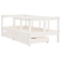 Kinderbedframe met lades 70x140 cm massief grenenhout wit - thumbnail