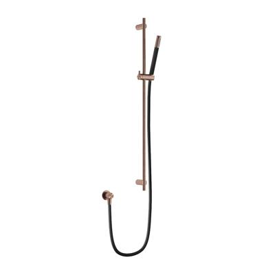 Hotbath Glijstangset Archie met Wanduitlaat Doucheslang 150 cm Staafhanddouche Geborsteld Koper PVD