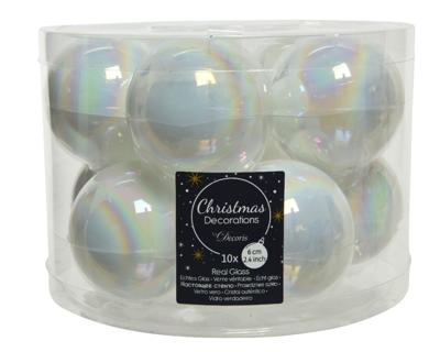 Kerstballen glas d6 cm wit/iris 10st kerst Decoris - Decoris Kerstballen glas d6 cm wit/iris 10st kerst Decoris - Decoris