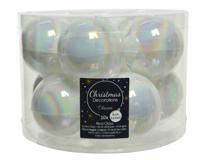 Kerstballen glas d6 cm wit/iris 10st kerst Decoris - Decoris - thumbnail