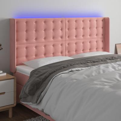 Hoofdbord LED 183x16x118/128 cm fluweel roze