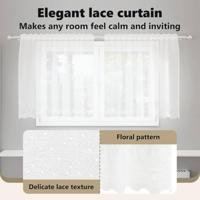 VidaXL Kantgordijn met gordijnen bloemen wit 80 x 150 cm polyester - thumbnail