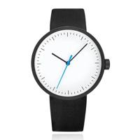 Minimalistisch Herenhorloge met Wit Uurwerk en Zwarte Echt Lederen Band - thumbnail