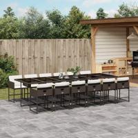 13-delige Tuinset met kussens poly rattan bruin - thumbnail