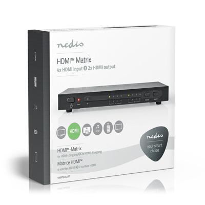 Nedis VMAT3462AT Hdmi™ Matrix-switch 4-naar-2-poorts - 4x Hdmi™ Ingang 2x Hdmi™-uitgang