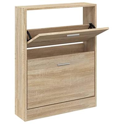 VidaXL Schoenenkast eiken 59x17x81 cm bewerkt hout VidaXL Schoenenkast eiken 59x17x81 cm bewerkt hout