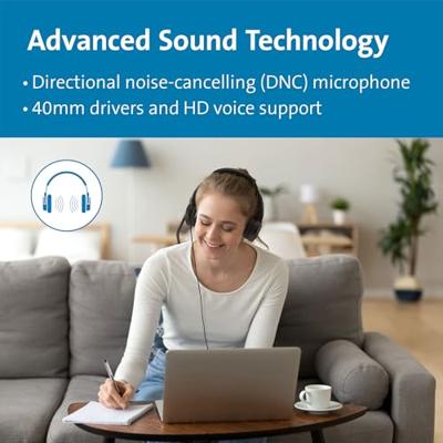 Kensington Over Ear headset Kabel Zwart Noise Cancelling Headset Computer Kensington Over Ear headset Kabel Zwart Noise Cancelling Headset Computer
