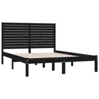 Bedframe massief hout zwart 150x200 cm - thumbnail