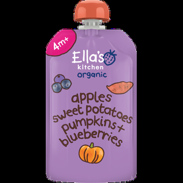 Ella&apos;s Kitchen Zoete aardappel, pompoen + bosbes 4+ biologisch 120 g bij Jumbo