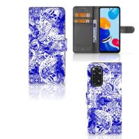 Telefoonhoesje met Naam Xiaomi Redmi Note 11/11S Angel Skull Blauw - thumbnail