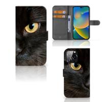 iPhone 14 Pro Max | Telefoonhoesje | Met pasjeshouder | Zwarte Kat - thumbnail
