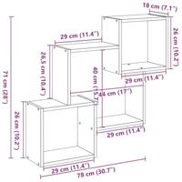 Wandkast 78x18x71 cm bewerkt hout gerookt eikenkleurig - thumbnail