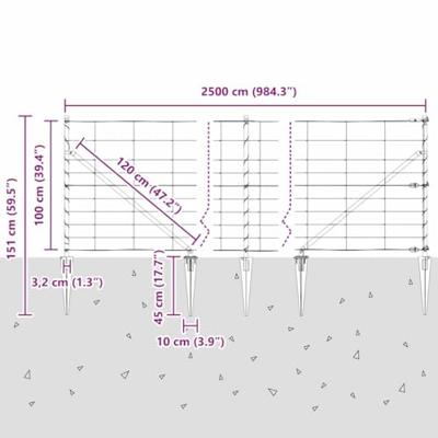 Weidehekwerk Zilver 25 x 1 m Gegalvaniseerd staal