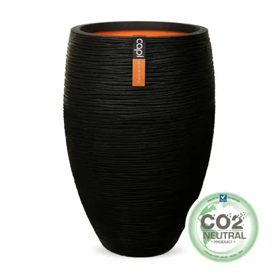 Capi nature elegant deluxe rib nl kunststof vaas 40x60 cm zwart