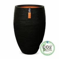 Capi nature elegant deluxe rib nl kunststof vaas 40x60 cm zwart - thumbnail