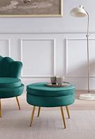 Artistiq Poef 'Andres' Velvet, kleur groen - thumbnail