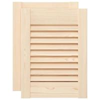 Kastdeuren met lamellen 2 st 39,5x29,5 cm massief grenenhout - thumbnail