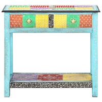 Wandtafel handgeschilderd 80x35x75 cm massief mangohout - thumbnail