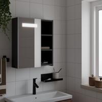 Badkamerkast met spiegel en LED 45x13x52 cm zwart - thumbnail