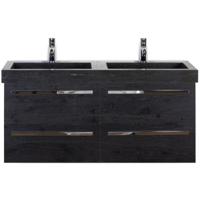 Seville Badmeubelset 120 cm - 4 Laden Black Oak - Wastafel Hardsteen Wit Lucca - thumbnail