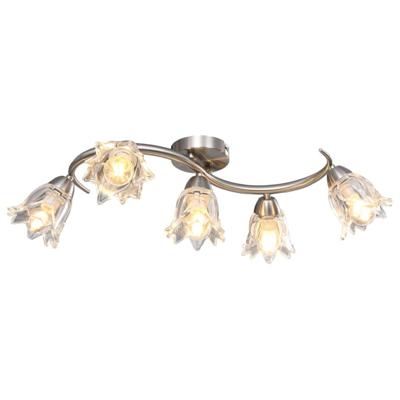 VidaXL Plafondlamp met glazen tulpvormige kappen 5xe14 transparant