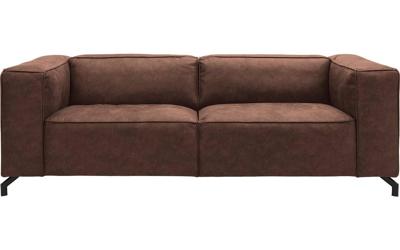 Goossens Bank Calvin bruin, micro leer, 3-zits, modern design