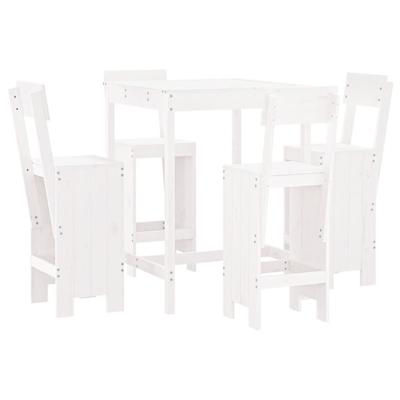 5-delige Barset massief grenenhout wit - thumbnail
