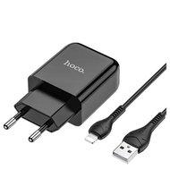 Hoco N2 Vigour Compacte USB Oplader + USB - Lightning oplader - Zwart (N2LB) Hoco N2 Vigour Compacte USB Oplader + USB - Lightning oplader - Zwart (N2LB)