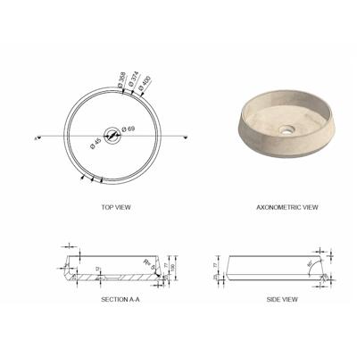 Waskom Forzalaqua Monti 40x40x10 cm Gezoet Travertin