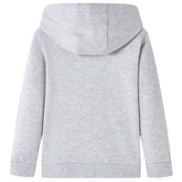 Kindertrui met capuchon 140 gemleerd grijs en oranje - thumbnail