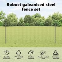 VidaXL Hek met paal grijs 1 x 10 m staal - thumbnail