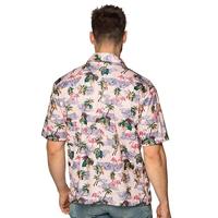 Hawaiiblouse Flamingo Roze Man - thumbnail